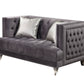 61" Gray And Silver Velvet Love Seat And Toss Pillows By Homeroots | Loveseats | Modishstore