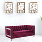 67" Burgundy And Silver Velvet Love Seat And Toss Pillows By Homeroots | Loveseats | Modishstore - 2