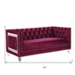 67" Burgundy And Silver Velvet Love Seat And Toss Pillows By Homeroots