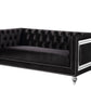 67" Black And Silver Velvet Love Seat And Toss Pillows By Homeroots