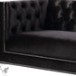 67" Black And Silver Velvet Love Seat And Toss Pillows By Homeroots | Loveseats | Modishstore - 4
