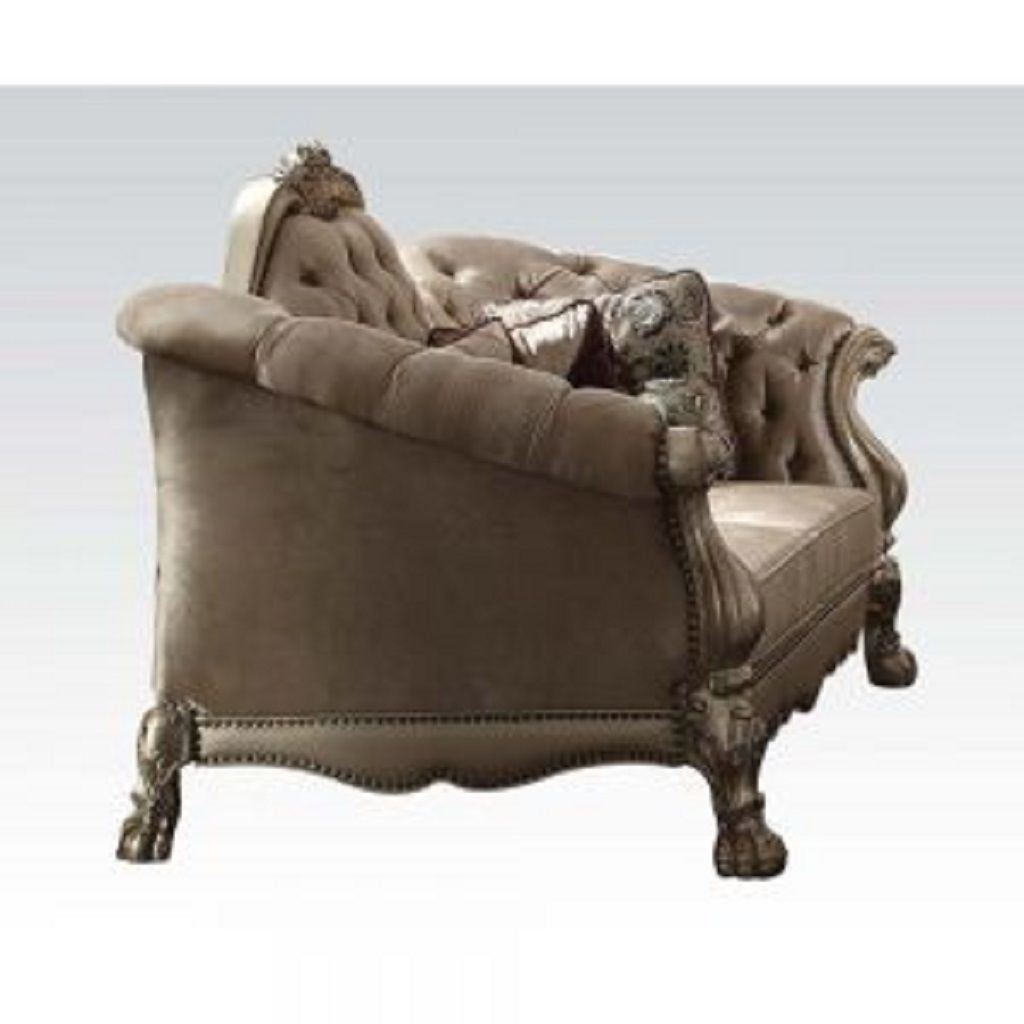 73" Bone Velvet Velvet Love Seat And Toss Pillows By Homeroots | Loveseats | Modishstore