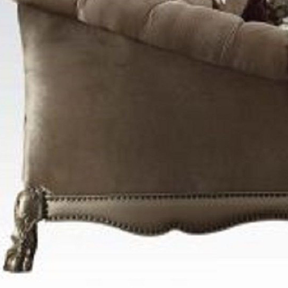73" Bone Velvet Velvet Love Seat And Toss Pillows By Homeroots | Loveseats | Modishstore - 4