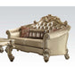 67" Bone And Gold Faux Leather Love Seat And Toss Pillows By Homeroots | Loveseats | Modishstore - 3
