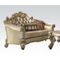 67" Bone And Gold Faux Leather Love Seat And Toss Pillows By Homeroots | Loveseats | Modishstore - 4