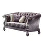 76" Purple And Platinum Velvet Love Seat And Toss Pillows By Homeroots | Loveseats | Modishstore
