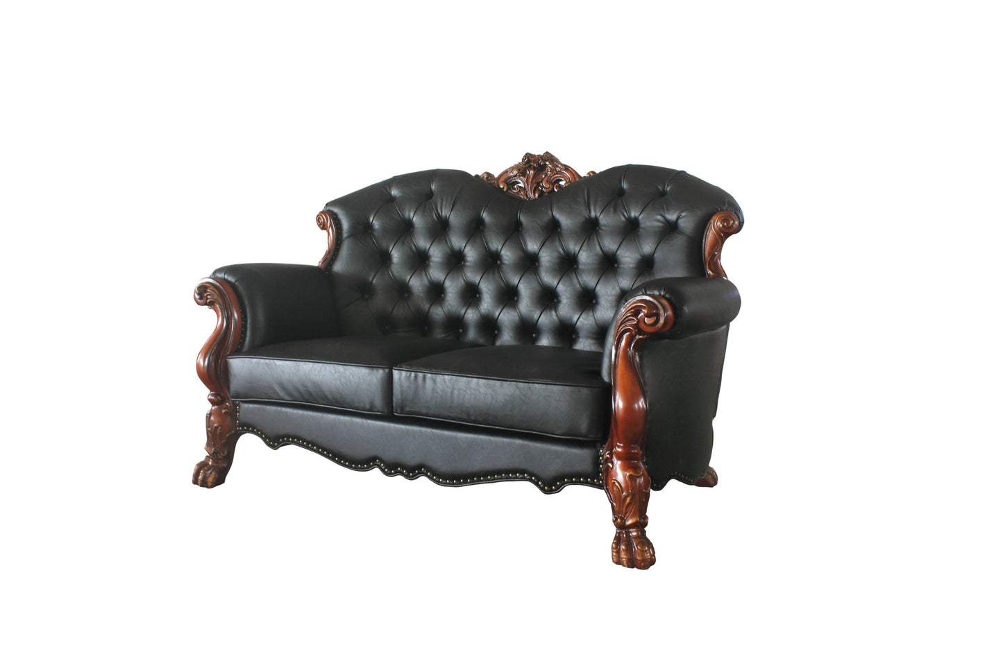 71" Black And Brown Faux Leather Love Seat And Toss Pillows By Homeroots | Loveseats | Modishstore