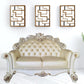70" Champagne And Pearl Faux Leather Love Seat And Toss Pillows By Homeroots