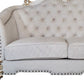 66" Two Tone Ivory And Pearl Velvet Love Seat And Toss Pillows By Homeroots | Loveseats | Modishstore - 3
