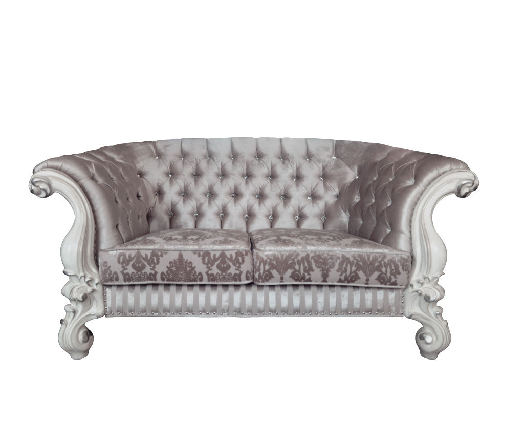 76" Ivory And Off White Velvet Love Seat And Toss Pillows By Homeroots | Loveseats | Modishstore