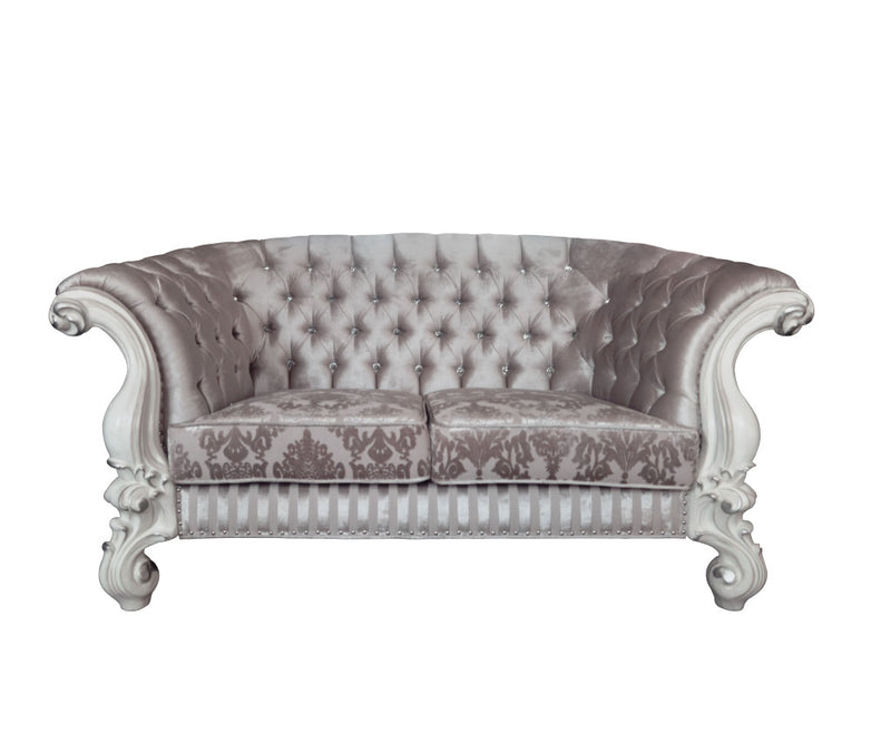 76" Ivory And Off White Velvet Love Seat And Toss Pillows By Homeroots | Loveseats | Modishstore