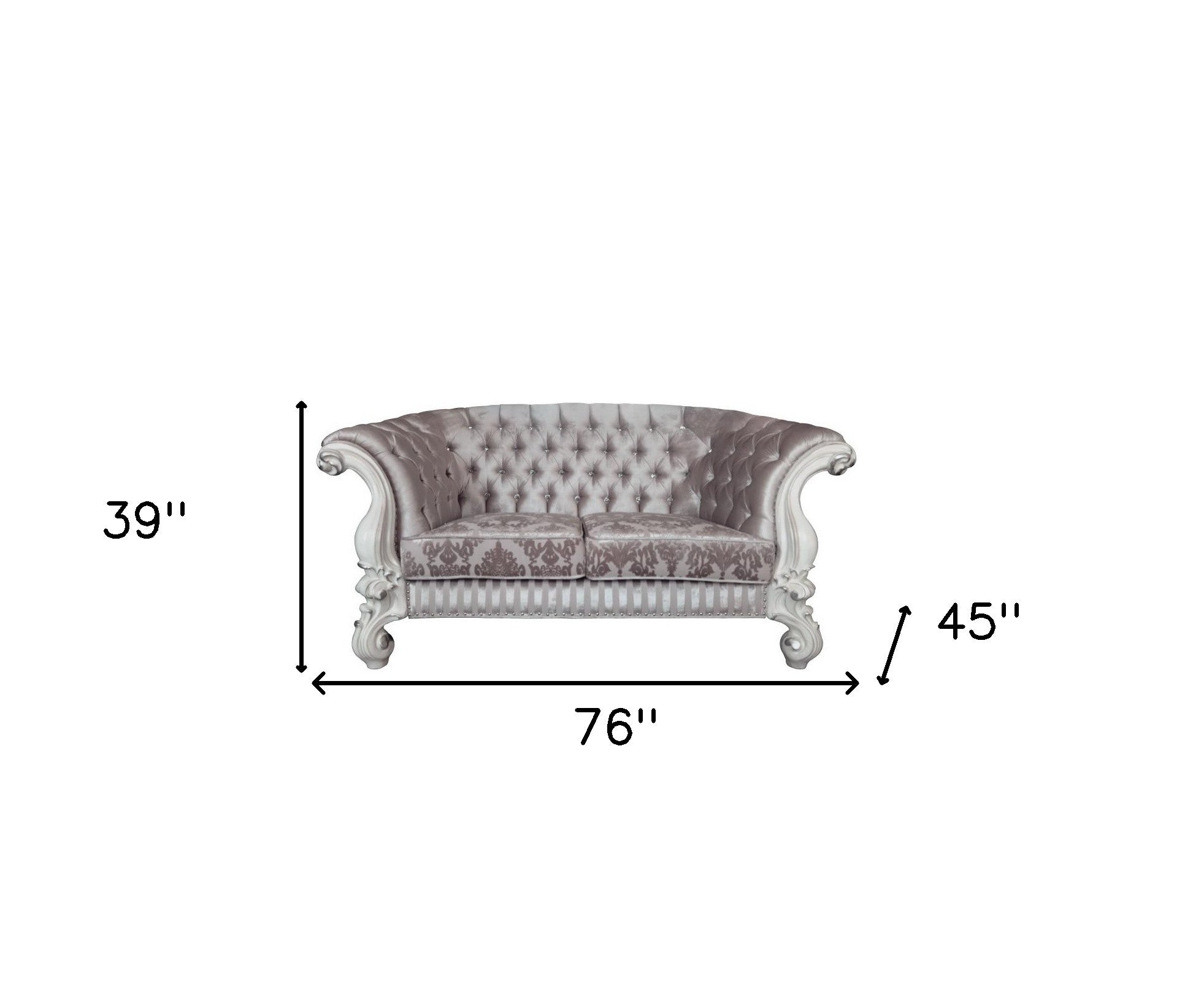 76" Ivory And Off White Velvet Love Seat And Toss Pillows By Homeroots | Loveseats | Modishstore - 5