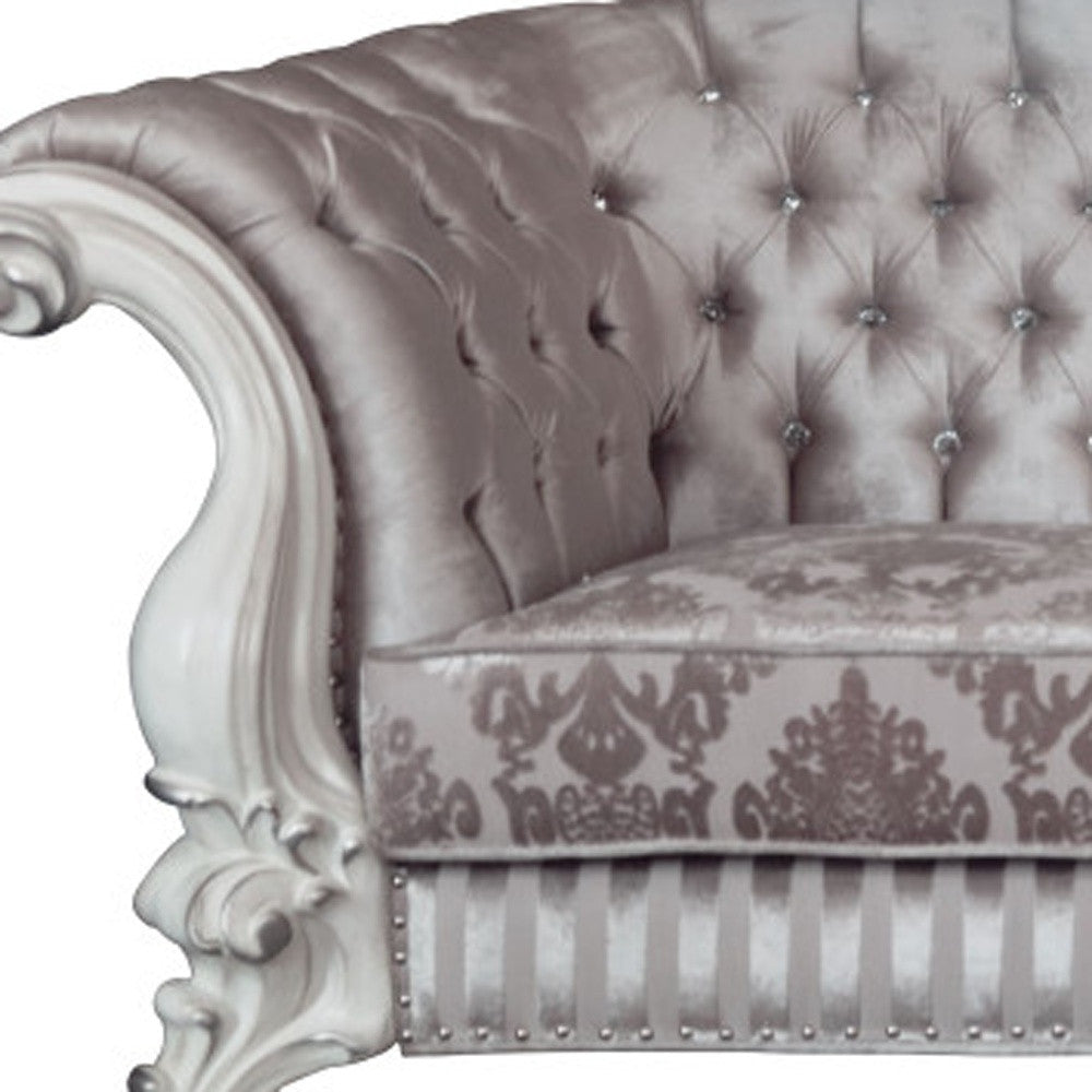 76" Ivory And Off White Velvet Love Seat And Toss Pillows By Homeroots | Loveseats | Modishstore - 3