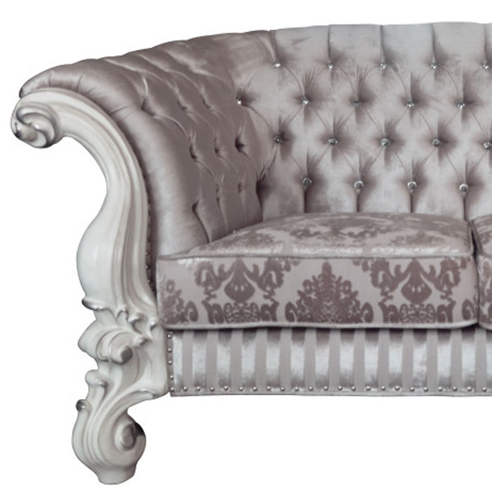 76" Ivory And Off White Velvet Love Seat And Toss Pillows By Homeroots | Loveseats | Modishstore - 4