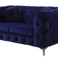 72" Blue And Silver Velvet Love Seat By Homeroots | Loveseats | Modishstore