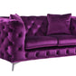 72" Purple And Silver Velvet Love Seat By Homeroots