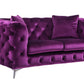 72" Purple And Silver Velvet Love Seat By Homeroots | Loveseats | Modishstore
