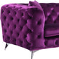 72" Purple And Silver Velvet Love Seat By Homeroots | Loveseats | Modishstore - 4