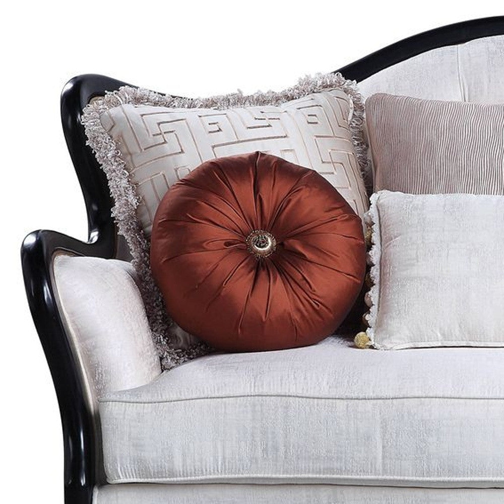 66" Beige And Black Cotton Blend Love Seat And Toss Pillows By Homeroots | Loveseats | Modishstore - 3