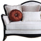 66" Beige And Black Cotton Blend Love Seat And Toss Pillows By Homeroots