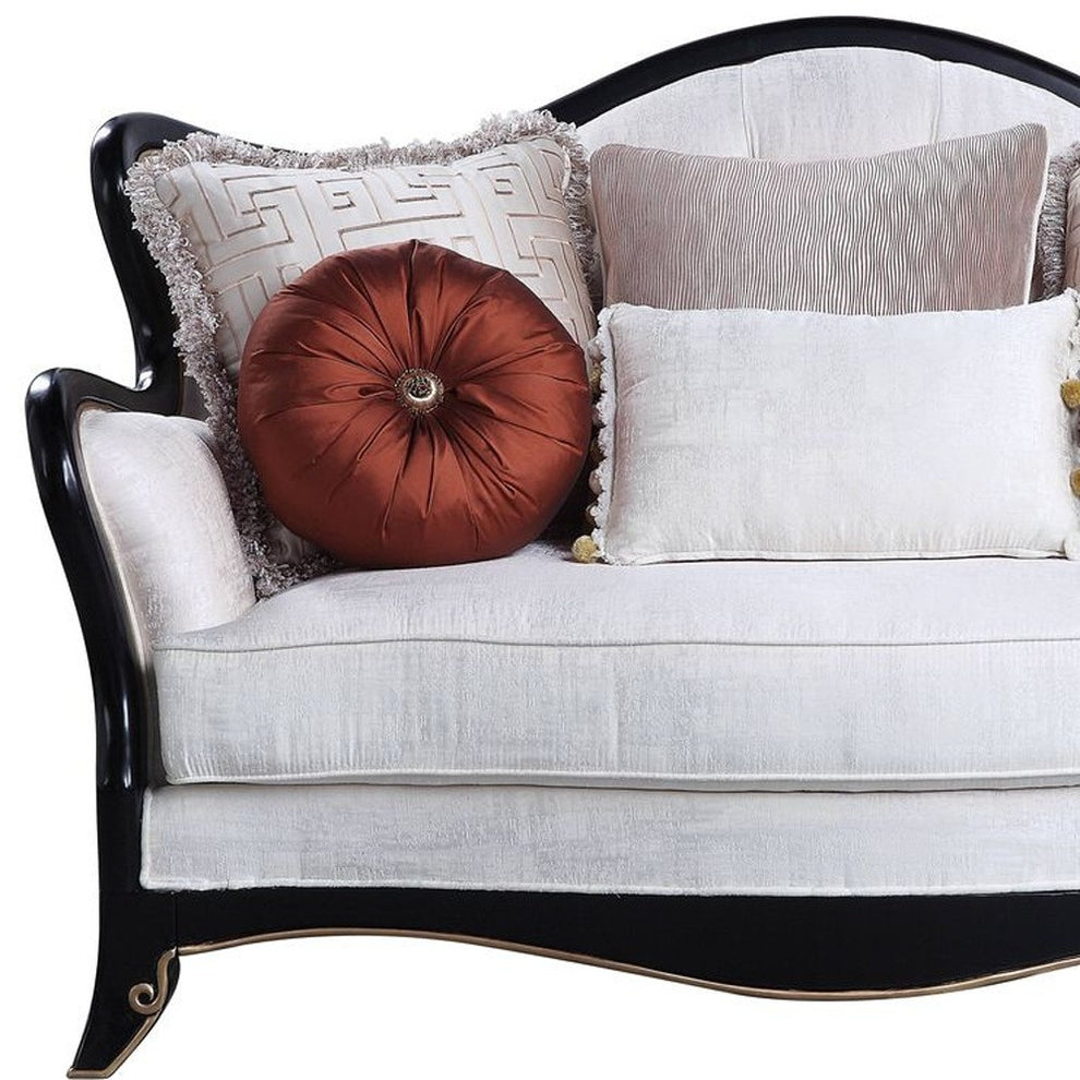 66" Beige And Black Cotton Blend Love Seat And Toss Pillows By Homeroots | Loveseats | Modishstore - 4