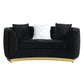 69" Black Velvet Curved Love Seat By Homeroots | Loveseats | Modishstore - 6