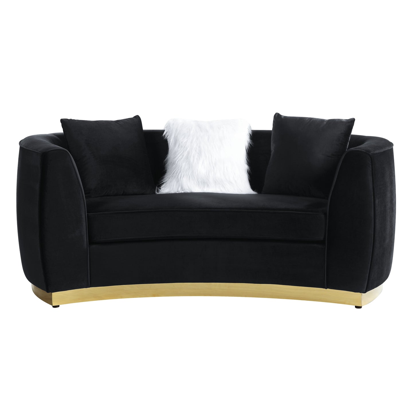 69" Black Velvet Curved Love Seat By Homeroots