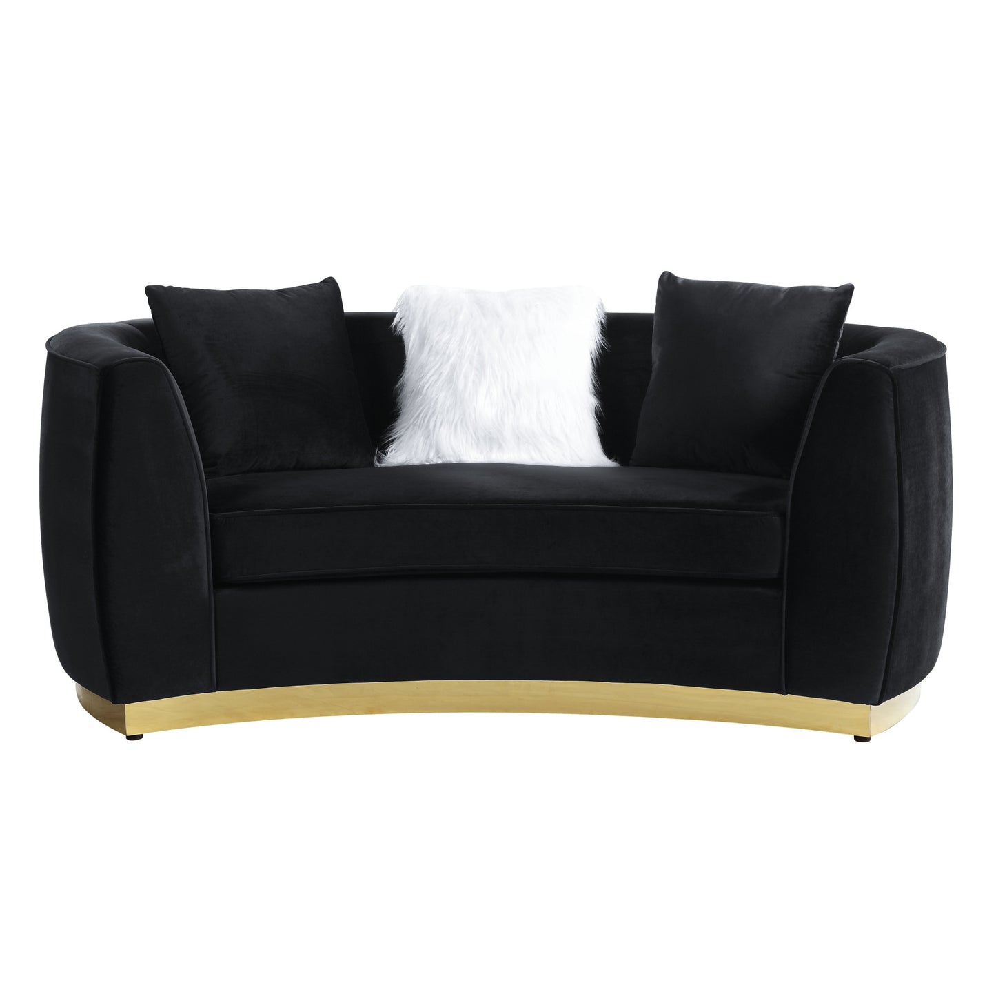 69" Black Velvet Curved Love Seat By Homeroots | Loveseats | Modishstore - 6