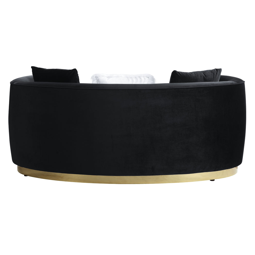 69" Black Velvet Curved Love Seat By Homeroots | Loveseats | Modishstore - 5