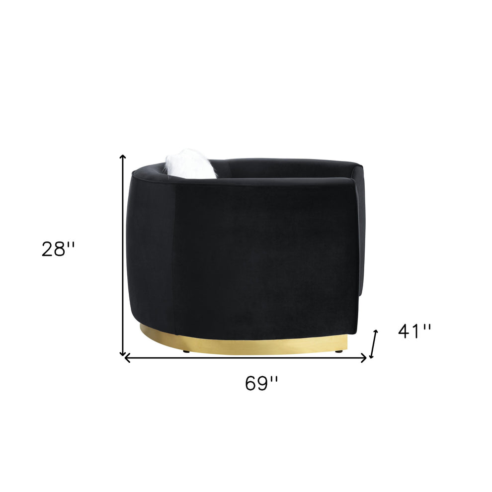 69" Black Velvet Curved Love Seat By Homeroots | Loveseats | Modishstore - 7