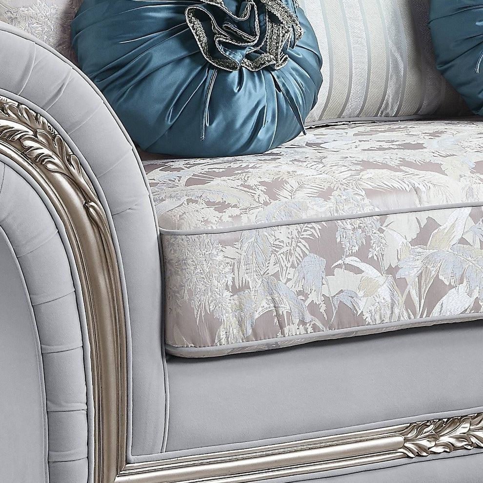 76" Light Gray And Platinum Linen Love Seat And Toss Pillows By Homeroots | Loveseats | Modishstore - 4