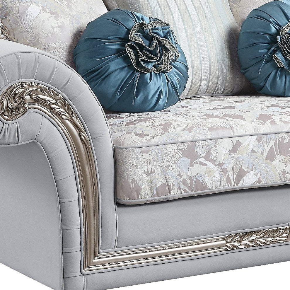 76" Light Gray And Platinum Linen Love Seat And Toss Pillows By Homeroots | Loveseats | Modishstore - 5