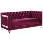 67" Burgundy Tufted Velvet Bling and Acrylic Love Seat By Homeroots | Loveseats | Modishstore - 4
