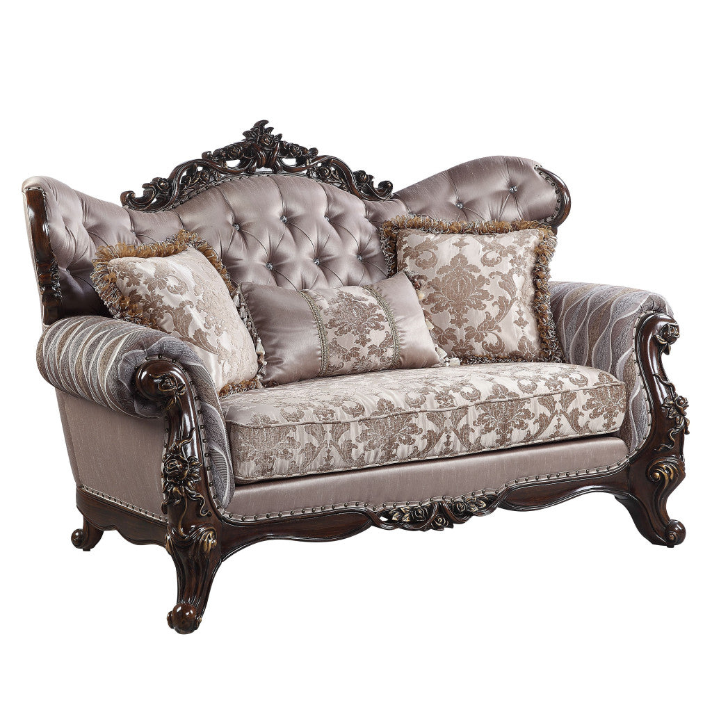 70" Pink And Brown Love Seat And Toss Pillows By Homeroots | Loveseats | Modishstore