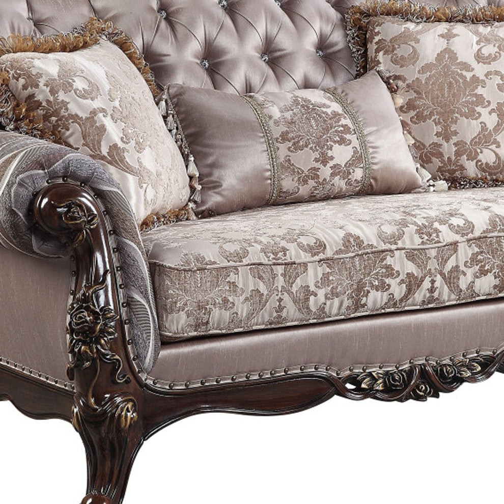 70" Pink And Brown Love Seat And Toss Pillows By Homeroots | Loveseats | Modishstore - 3