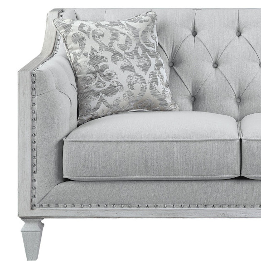 61" Light Gray And Off White Love Seat And Toss Pillows By Homeroots | Loveseats | Modishstore - 4