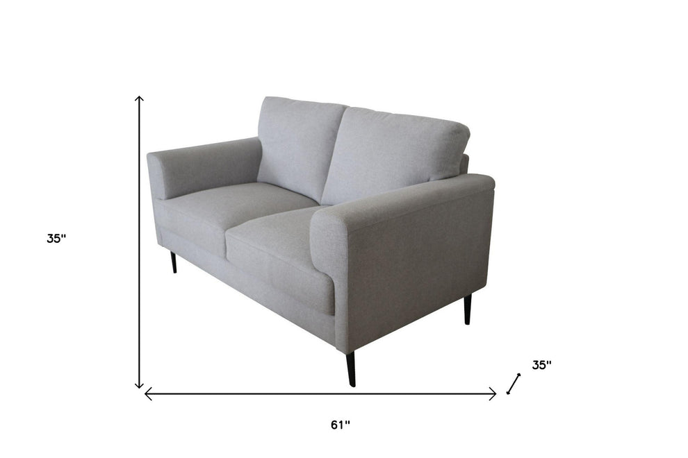 61" Light Gray 100% Linen And Black Love Seat By Homeroots | Loveseats | Modishstore - 5