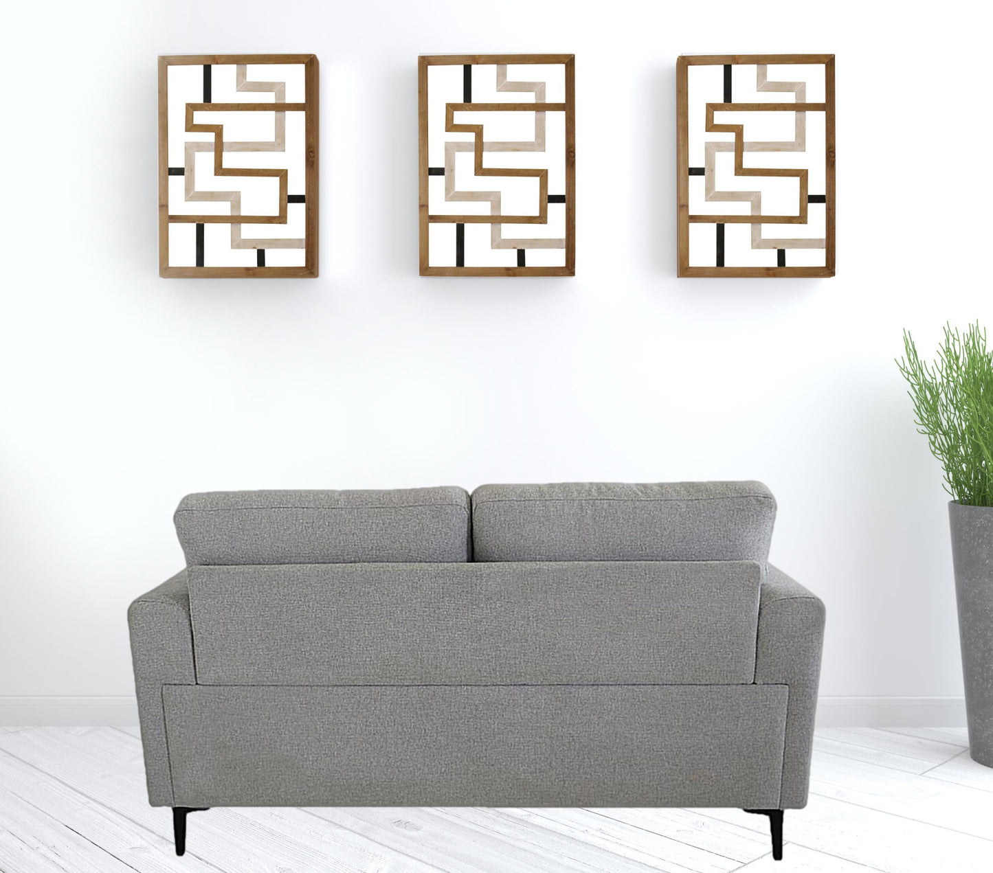 61" Light Gray 100% Linen And Black Love Seat By Homeroots | Loveseats | Modishstore - 4