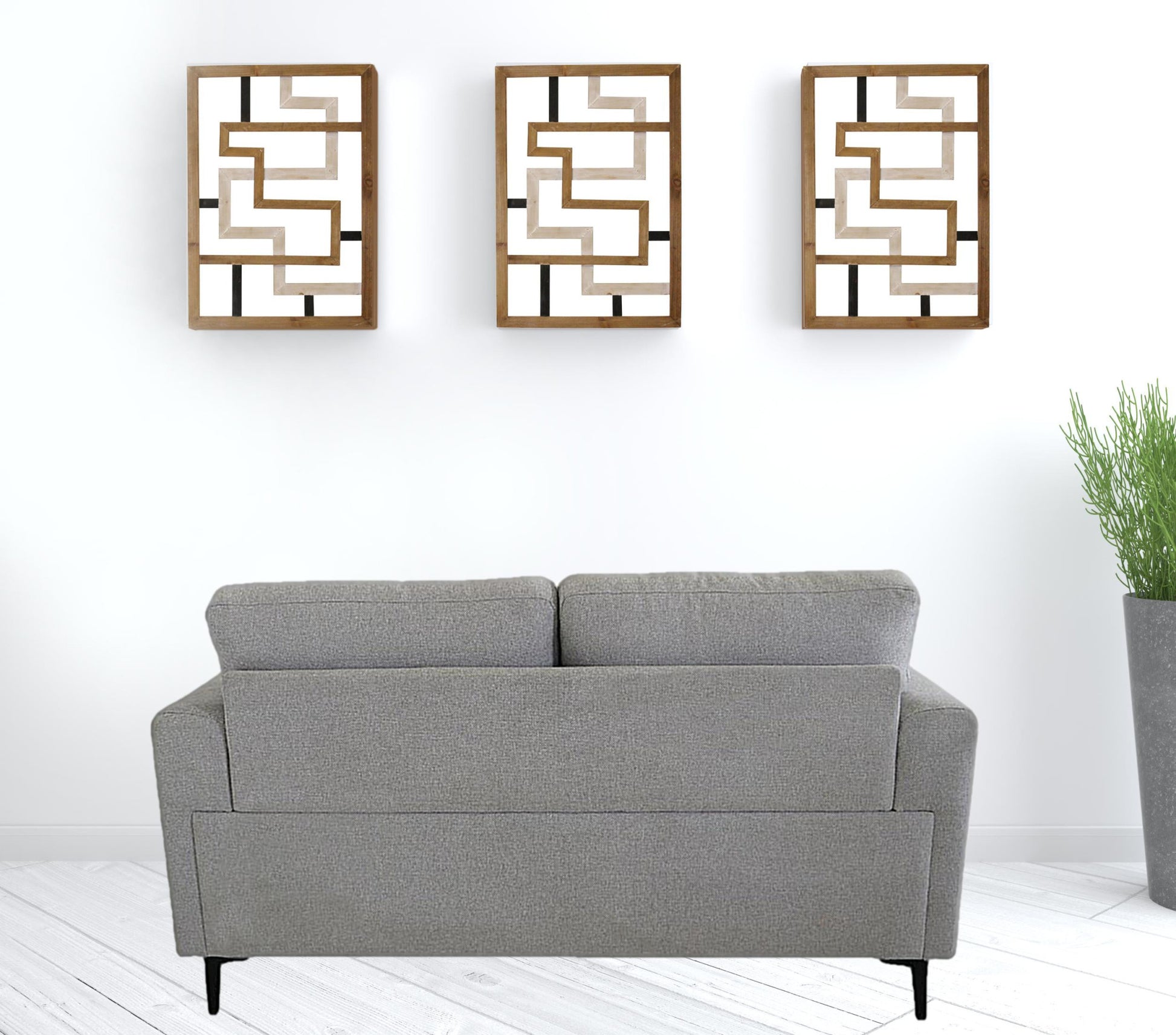 61" Light Gray 100% Linen And Black Love Seat By Homeroots | Loveseats | Modishstore - 4