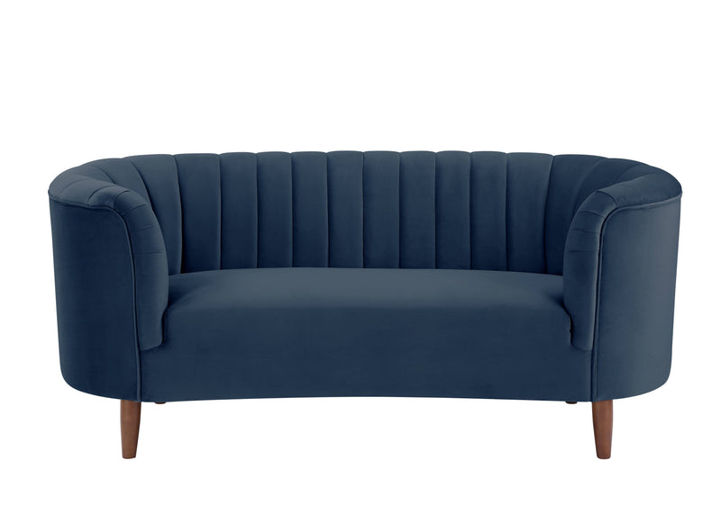 71" Blue And Brown Velvet Love Seat By Homeroots | Loveseats | Modishstore