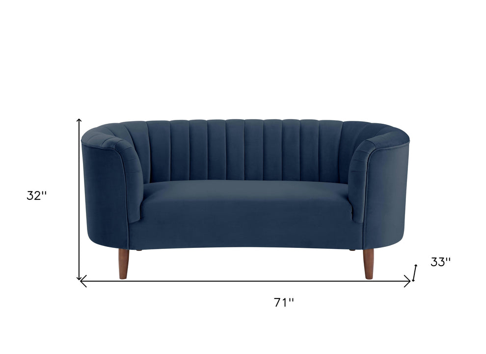 71" Blue And Brown Velvet Love Seat By Homeroots | Loveseats | Modishstore - 4