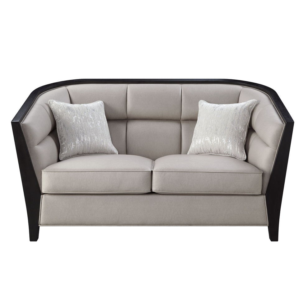 64" Beige Black Love Seat By Homeroots | Loveseats | Modishstore - 2