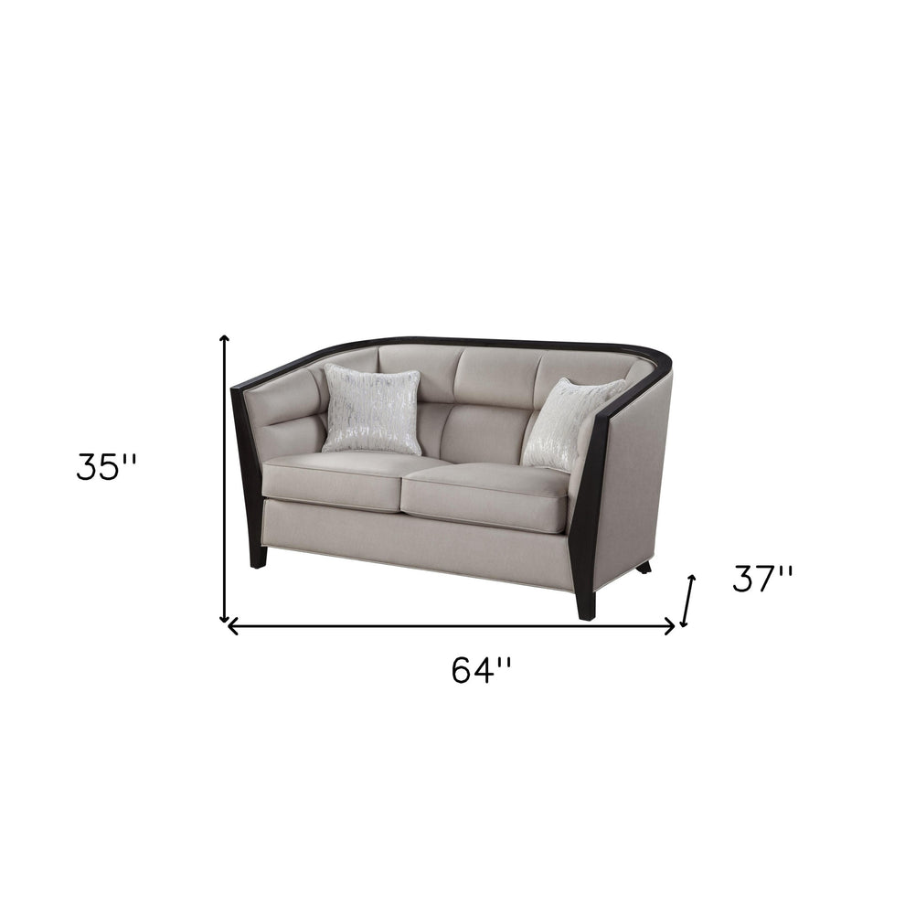 64" Beige Black Love Seat By Homeroots | Loveseats | Modishstore - 7