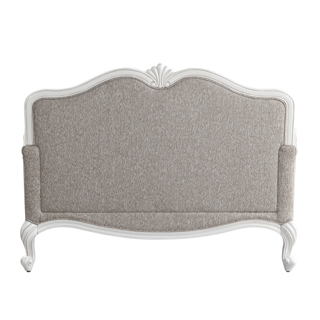 64" Beige 100% Linen And White Love Seat By Homeroots