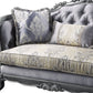 65" Gray Silver And Platinum Silk Blend Love Seat And Toss Pillows By Homeroots | Loveseats | Modishstore - 3