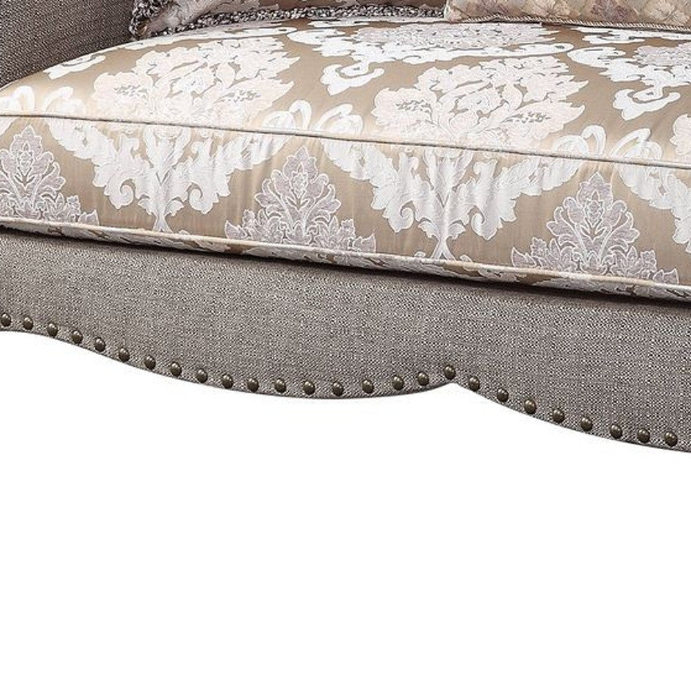 72" Beige And Dark Brown Linen Love Seat And Toss Pillows By Homeroots | Loveseats | Modishstore - 3