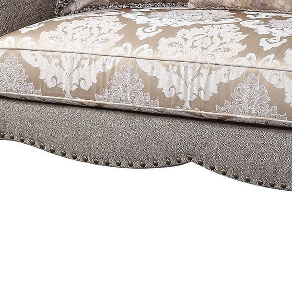 72" Beige And Dark Brown Linen Love Seat And Toss Pillows By Homeroots | Loveseats | Modishstore - 3