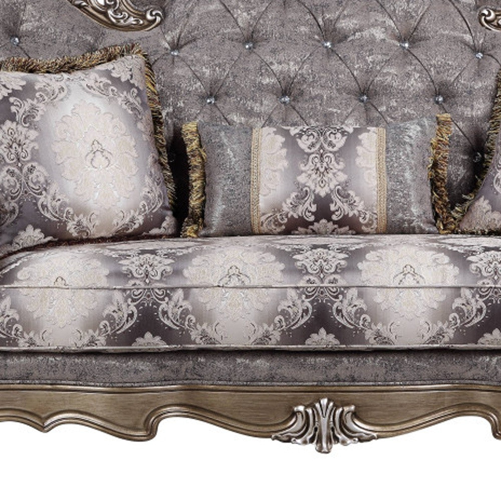 75" Gray And Platinum Cotton Blend Love Seat And Toss Pillows By Homeroots | Loveseats | Modishstore - 3