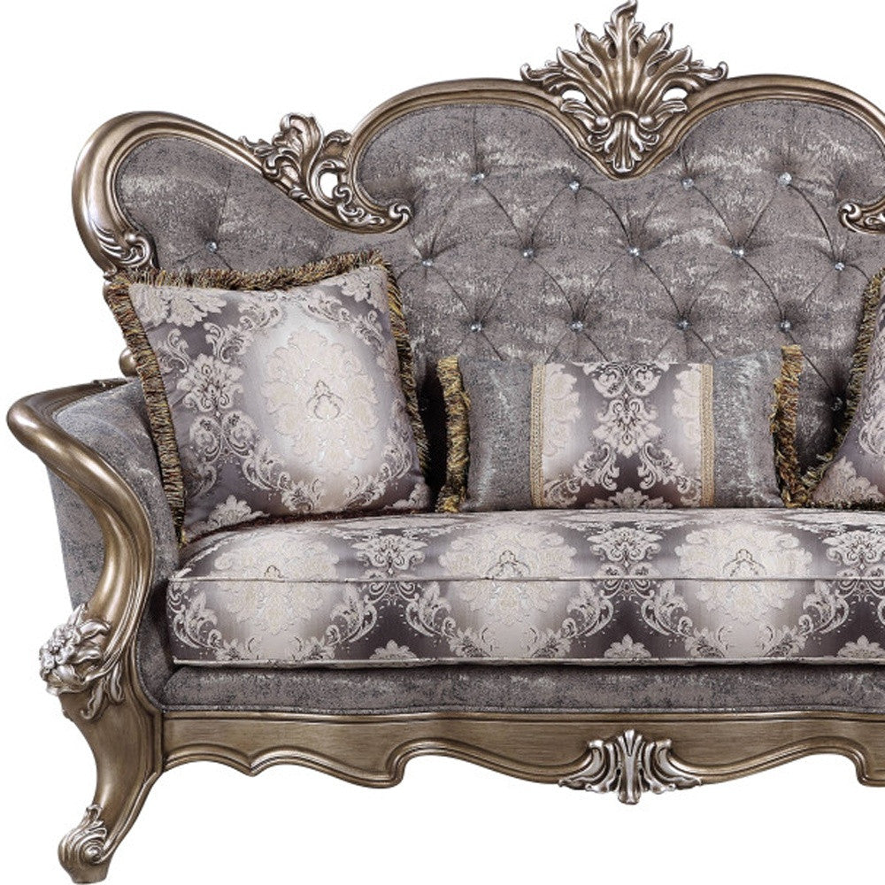 75" Gray And Platinum Cotton Blend Love Seat And Toss Pillows By Homeroots | Loveseats | Modishstore - 4