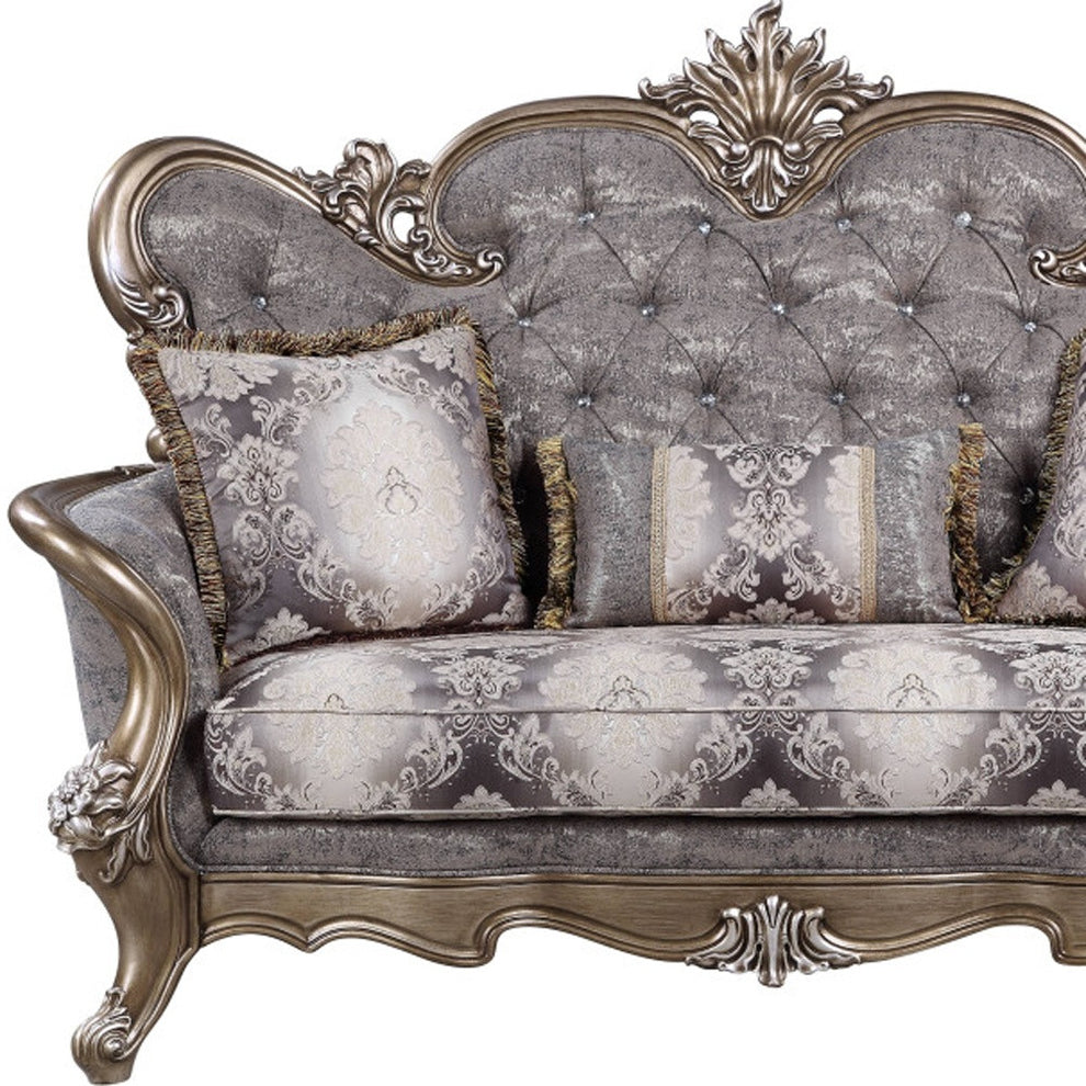 75" Gray And Platinum Cotton Blend Love Seat And Toss Pillows By Homeroots | Loveseats | Modishstore - 4